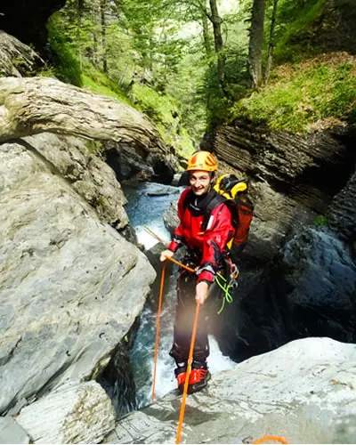 Canyoning Agua-Sensas, saut engagé